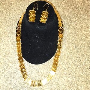 21kgp Dubai Jewelry Elegant Gold Necklace and Earring Set
